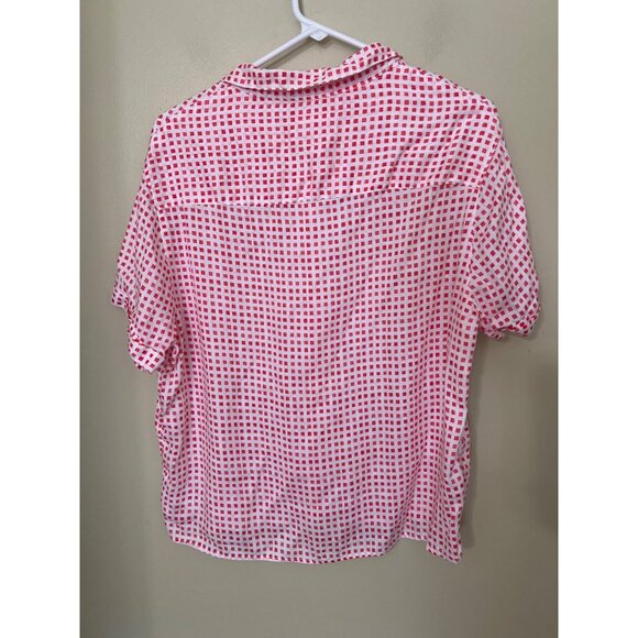C&C California Red & White Checkered Linen Button-Up Shirt M Coastal Beach - Picture 10 of 11